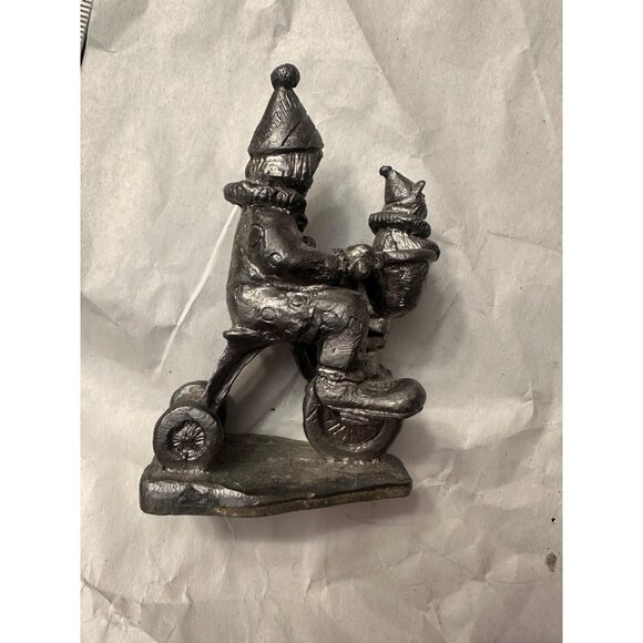 Michael Ricker Pewter Tricycle Clown Figurine With Cat - Picture 3 of 9